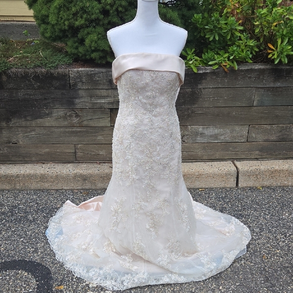 David Tutera For Mon Cherie Isla Wedding Dress - Size 14 A-Line Strapless Beaded - Picture 2 of 16